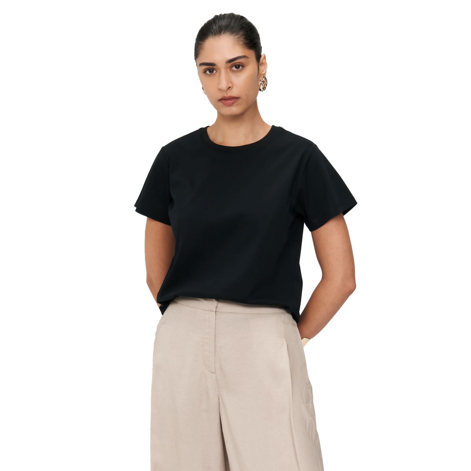 Veronika Maine Black Jersey Slim Line Tee